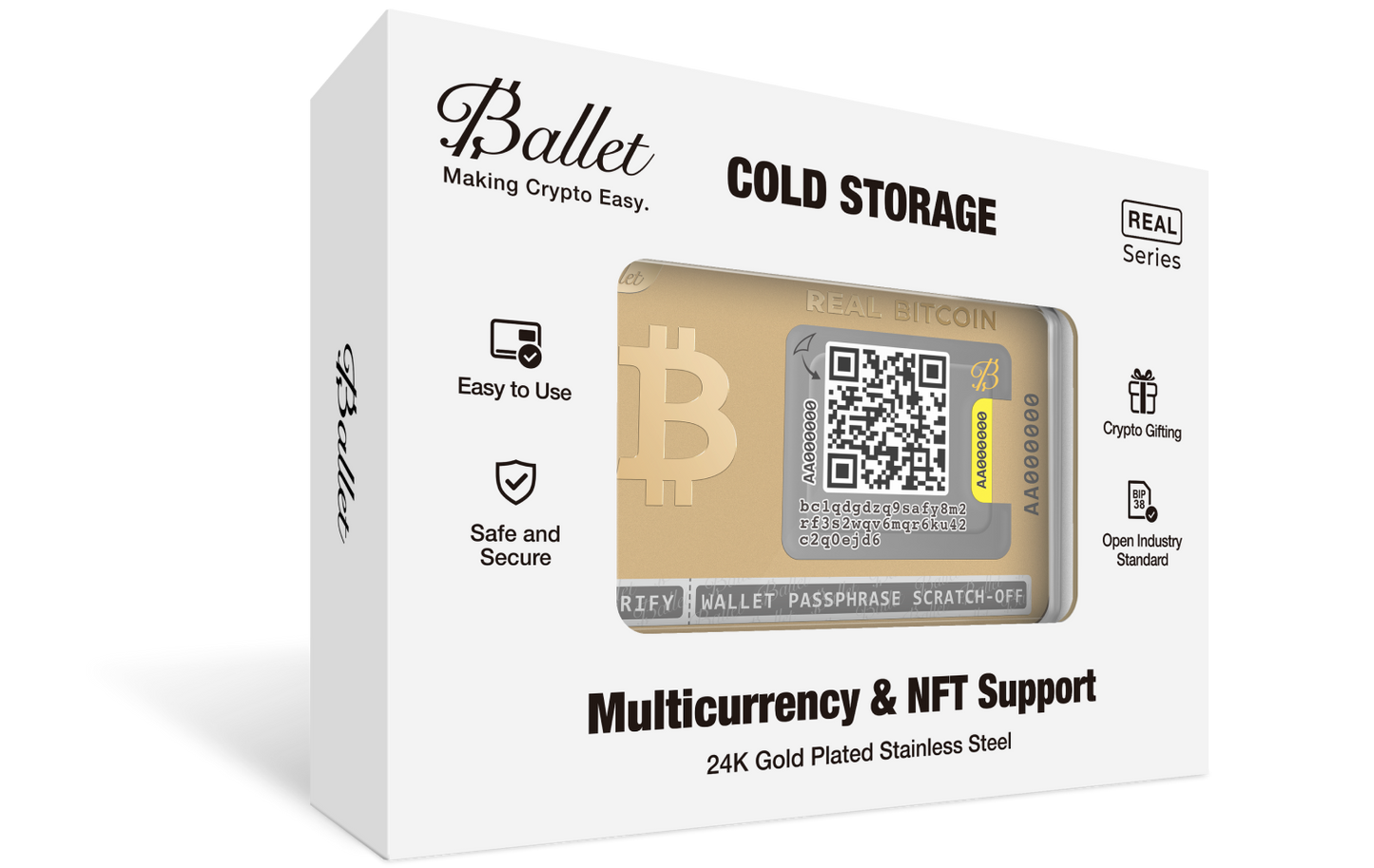 Ballet 24K Gold Plated Crypto BTC Wallet